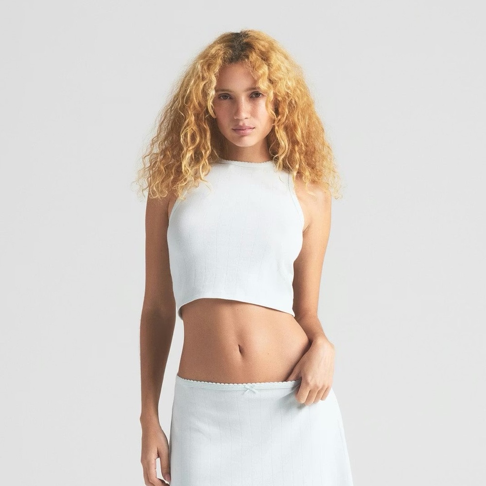 Skims Drop Needle Pointelle Crop Tank